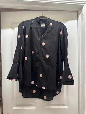 New with tags - One Teaspoon Black Button-Up Blouse with Pink Polka Dots sz xs